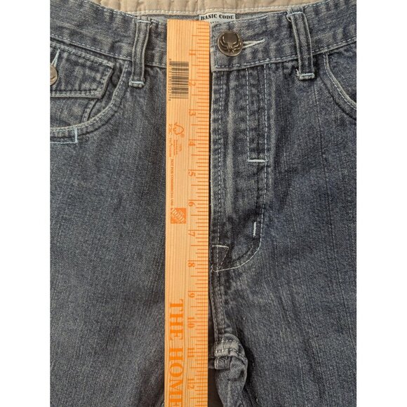 Basic Code Jeans Mens 36x32 Blue Denim Straight Leg Distressed Frayed Hem BSCD - Picture 5 of 14